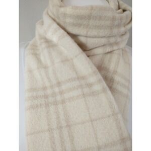 Burberry London Soft 100% Cashmere Scarf Old Money Quiet Luxury Cream Tan Check